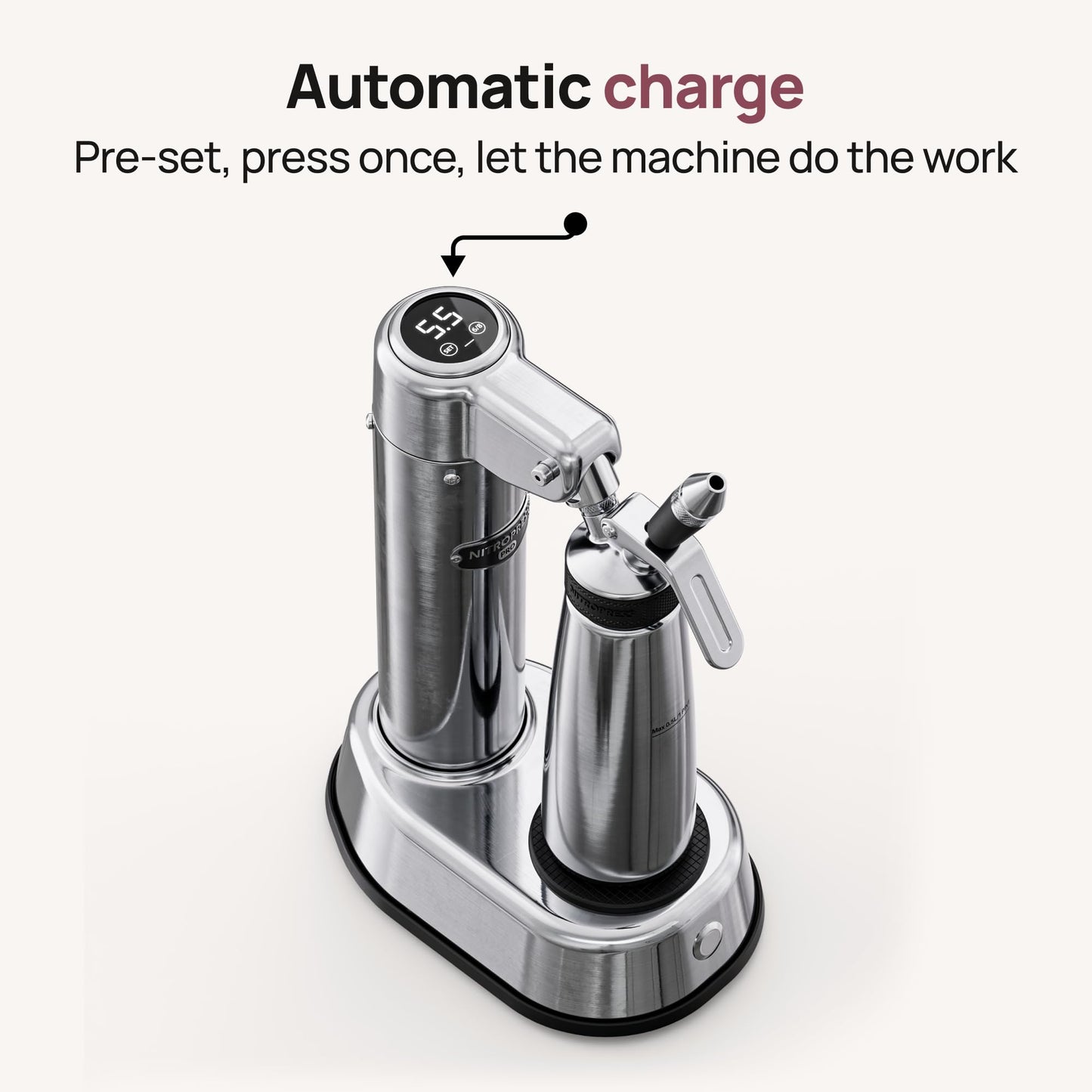 NitroPress Pro Electric Nitro Cold Brew Coffee & Cocktail Maker, Air-Powered Nitrogen Infuser, Stainless Steel