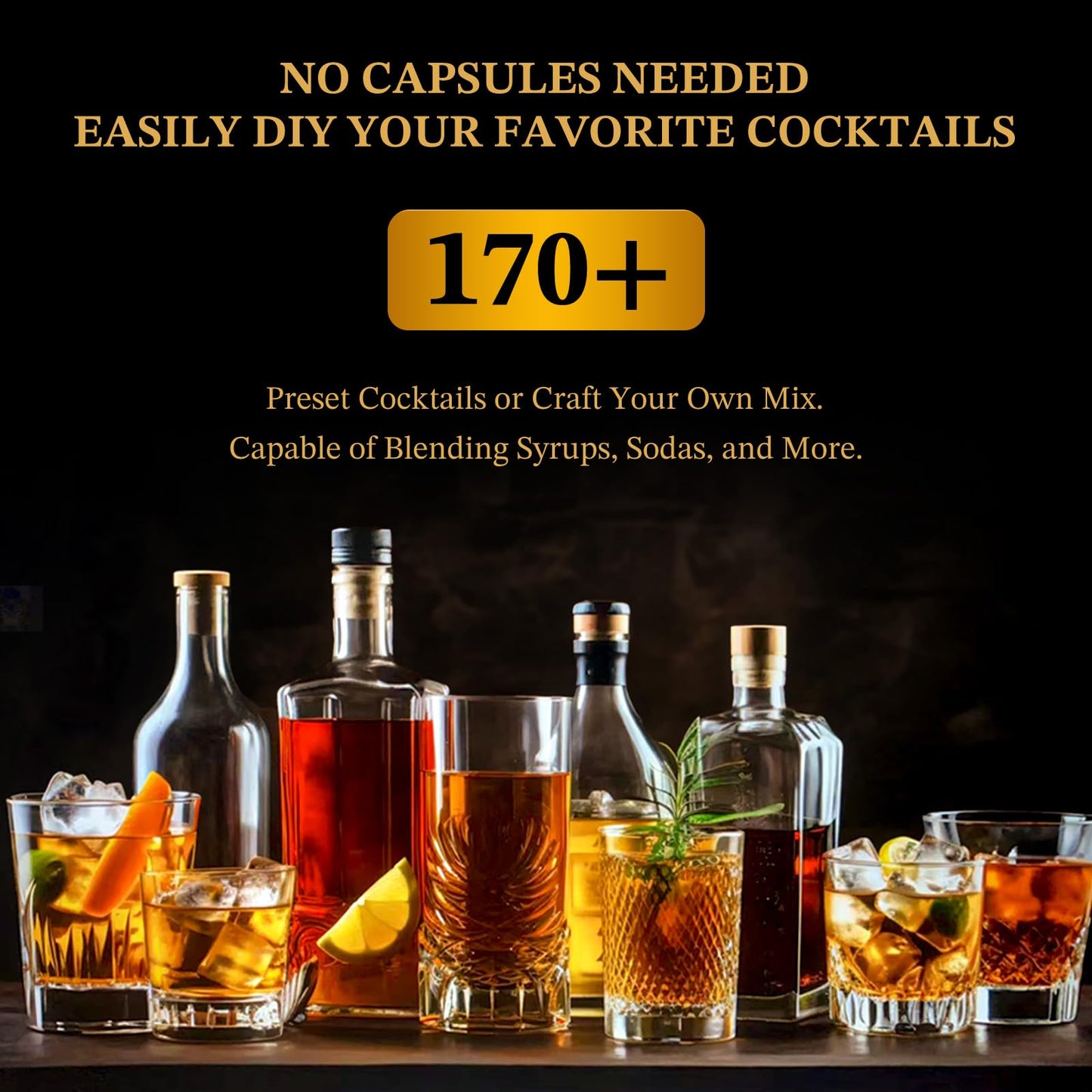 Automatic Cocktail Maker, 170+ Built-In Recipes, Voice & Touch Control, Portable Battery-Powered Design