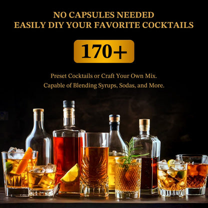 Automatic Cocktail Maker, 170+ Built-In Recipes, Voice & Touch Control, Portable Battery-Powered Design