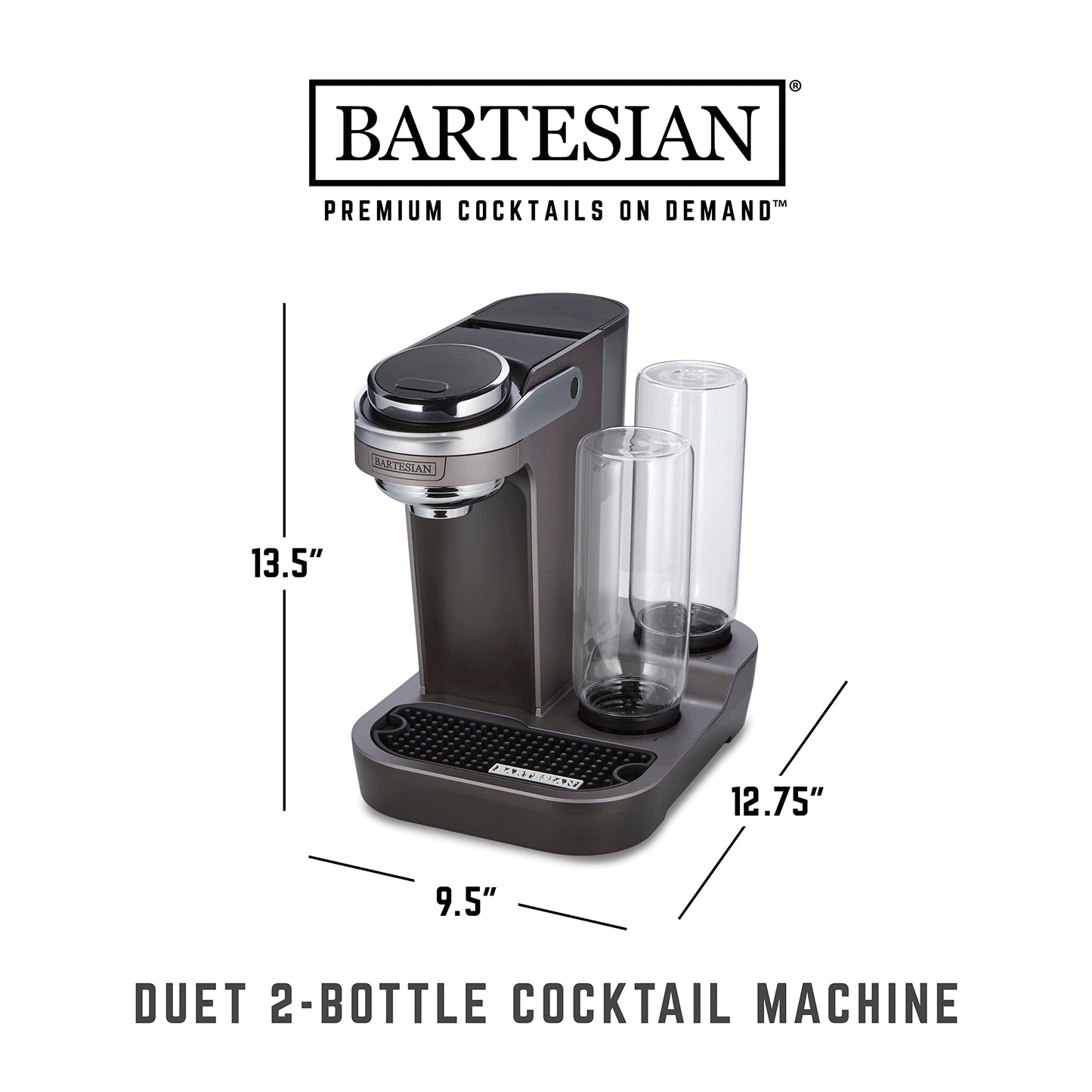 Bartesian Duet Cocktail Machine & Margarita Maker, 2-Bottle Automatic Home Bartender Mixer