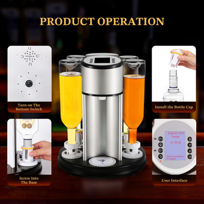 Automatic Cocktail Maker, 170+ Built-In Recipes, Voice & Touch Control, Portable Battery-Powered Design