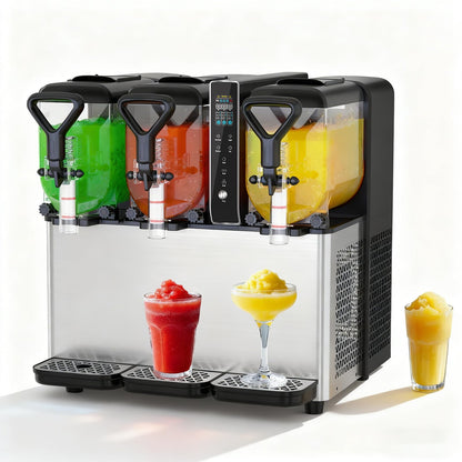 Commercial Slushie Machine, 3 Tanks x 1.05 Gallons, Frozen Margarita Maker with LED Lights, Auto Clean, 580W